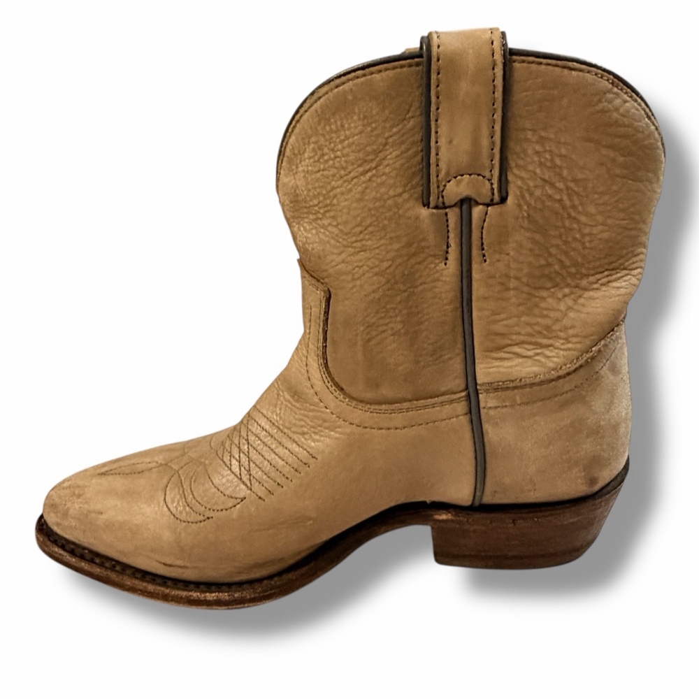 Frye Leather Western Ankle Boots Women 6.5 B Tan Distressed Cowboy Made Mexico - Picture 15 of 16